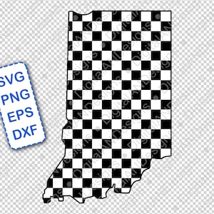 Indiana Zustand geformte karierte Flagge SVG sofortiger Download Schneidedatei png dxf eps für Cricut Design Raum, Silhouette Vinyl Aufkleber diy