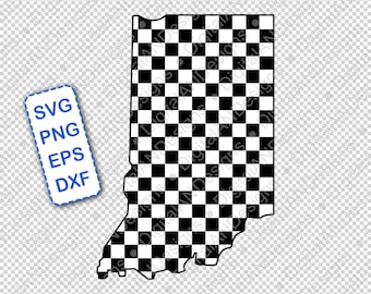 Indiana Checkered Flag SVG, State Silhouette Clipart (Digital Download)