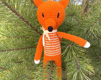 Long legged fox, crocheted toy, handmade gift