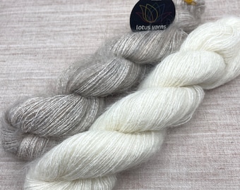 Mohair cotton yarns -  2 colors - 290m/50g/skein