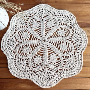 Tapete grueso de crochet, decoración del hogar, detalle de mesa