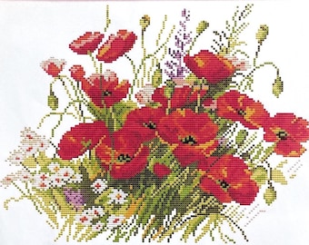 Cross stitch kit Poppies, 159x130 stitches