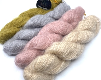 Luxurious - Wool mohair yarns - 4 colors - 130m/50g/skein