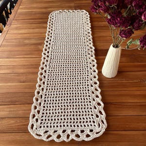Camino de mesa, camino de mesa de algodón blanco, decoración de mesa