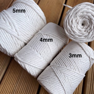 Macrame cotton cord, cotton rope, single twist Macrame rope, snow white cord, milk white cord, tapestry rope, 1/2/3/4/5mm cord, 500gr spool