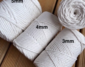 Macrame cotton cord, cotton rope, single twist Macrame rope, snow white cord, milk white cord, tapestry rope, 1/2/3/4/5mm cord, 500gr spool