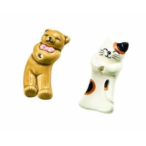 Baieido incense holders Akiko cat, Akiko bear, ceramic incense holders, Japanese incense holders