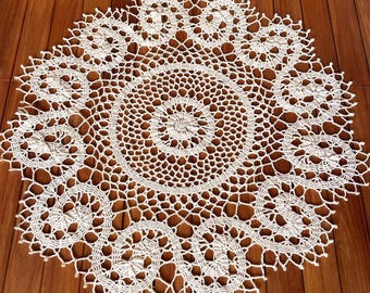 Bruges lace crochet doily, linen white doily, lace doily, Table Topper Accent, Tablecloth, Home Textile Doily, big doily, Table runner