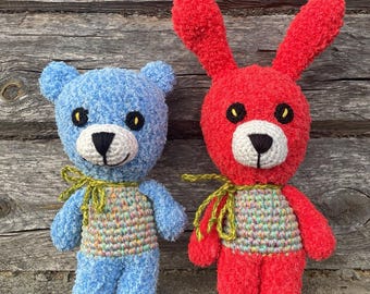 Plush Teddy Bear, plush rabbit, handmade toy, crochet soft toy