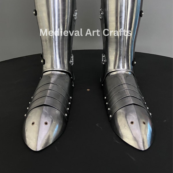 Medieval Knight leg Guard, Sabaton Armor, Larp Armor, Cosplay Armor, functional Armor, Sca Armor, Larp, Gift Item.