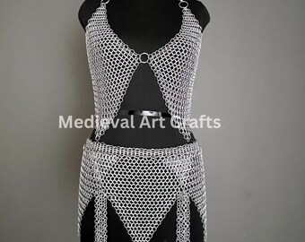 Metal Viking Skirt & Top, Ren faire Chainmaille Handmade Medieval Cosplay Armor, SCA Larp Costume, Mother's day Reenactment, Christmas Gift