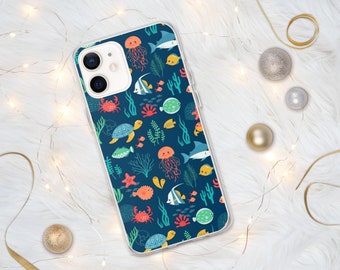 Aquarium iPhone Case: iPhone 14, iPhone 13, iPhone 12, iPhone 11, iPhone 10 (Underwater marine sea creatures)