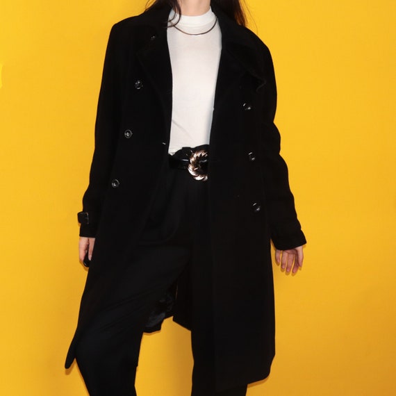 Vintage Coat Black Classic Trench Coat Style Soft