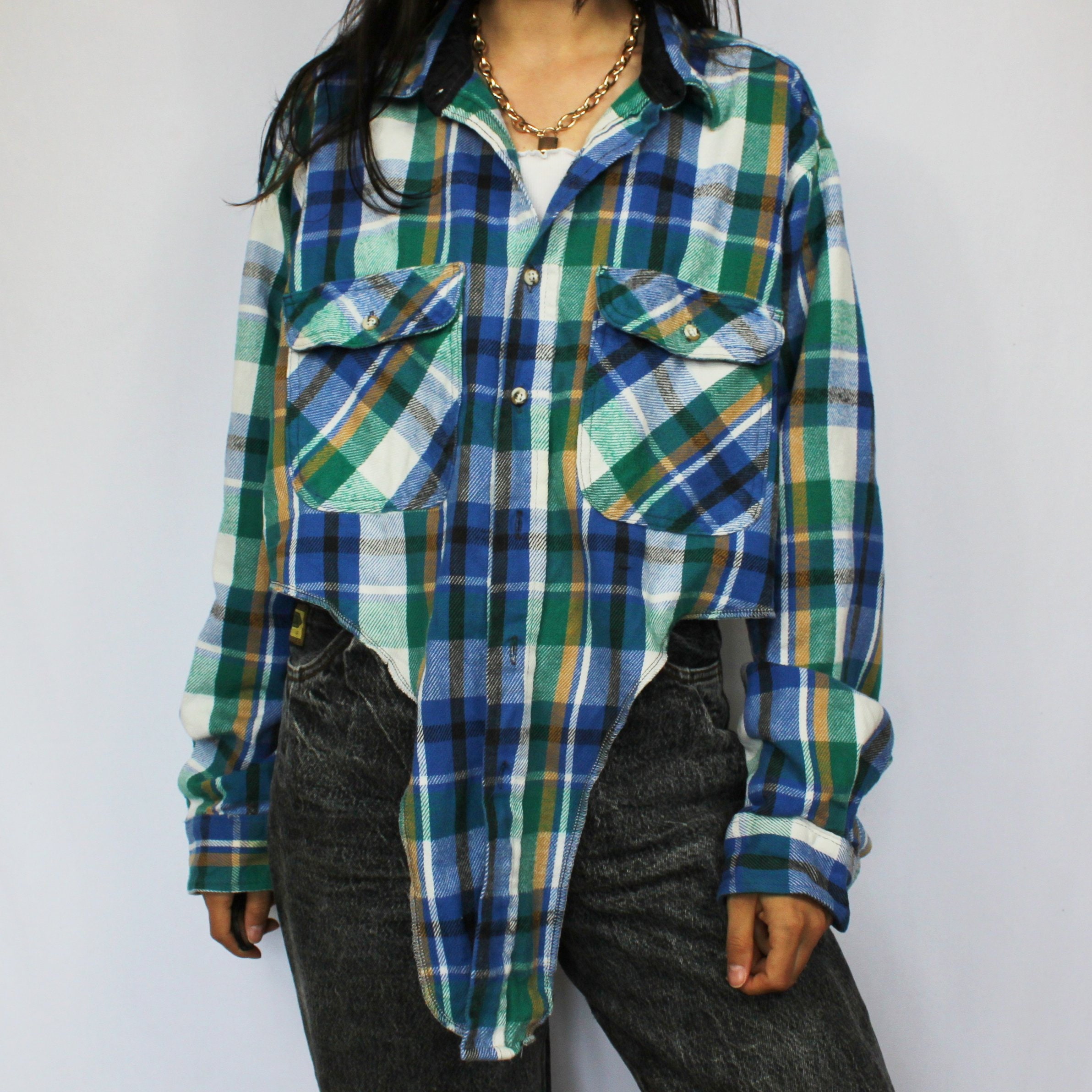 Reworked vintage flannel shirt pattern Etsy
