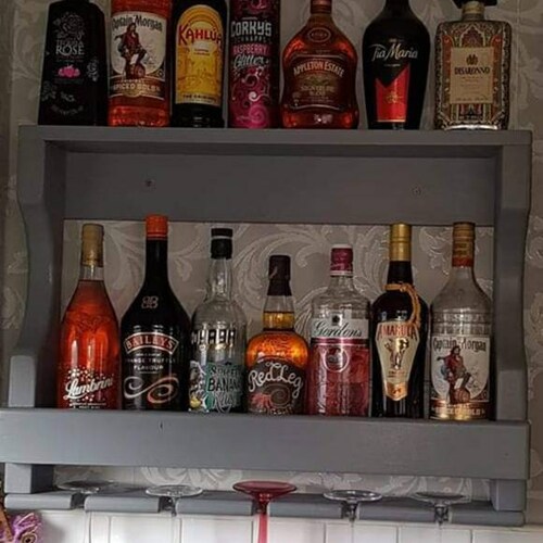 Gin Rackswinerackhandcraft Wine Wall Mounted/bar Shelf/gin Etsy