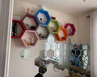 Honeycomb Hexagon Wall Shelf | Flush Mounted, All Colors