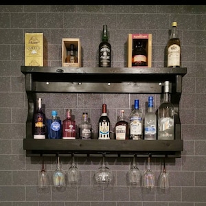 Bar de vinos, estante para vinos montado en la pared, estante grande único para vino/gin, estante para regalos de inauguración de la casa.