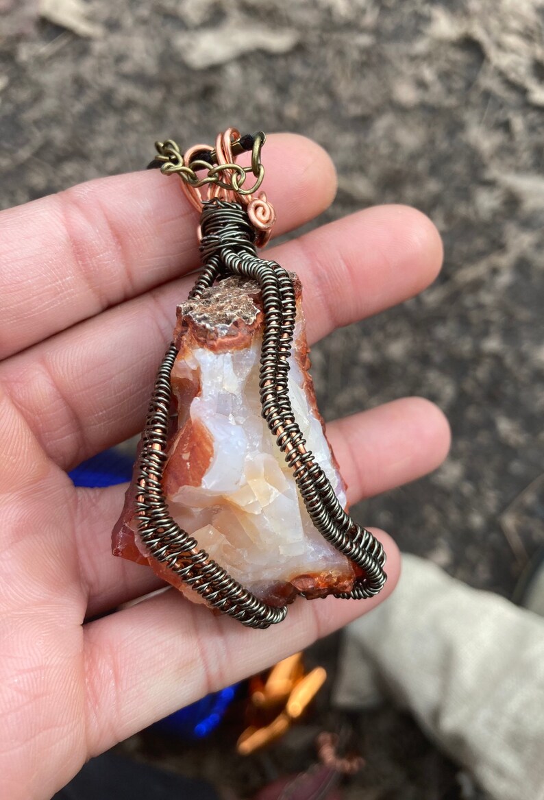 Copper Spiritual Gifts Protecting Grounding Necklace: Carnelian Healing Hematite Handmade Jewerly