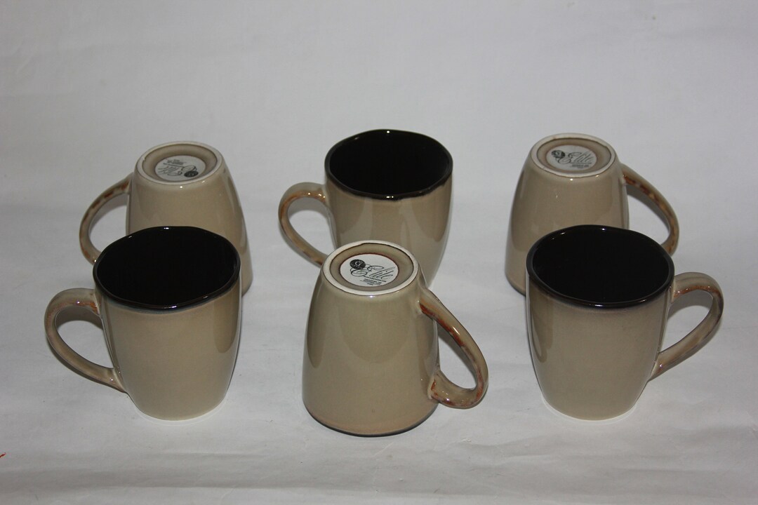 6 Gibson Elite Coffee Mug Tea Cup Tan and Brown Design Ripple Etsy