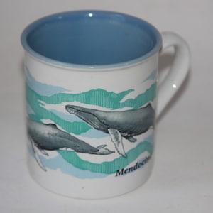 Vtg mug Blue CAPE SHORE Humpback Whales Coffee Tea MUG Ocean Marine life Whale - Small Knick Knack gift for her - Mug gift - Vtg Whale mug