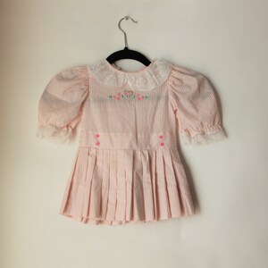 Vtg 2T White & Pink Striped Floral Ruffle Lace Dress Made In Philippines 39203 - Vintage Baby Clothing - Vtg Toddler Clothing Spring Dress
