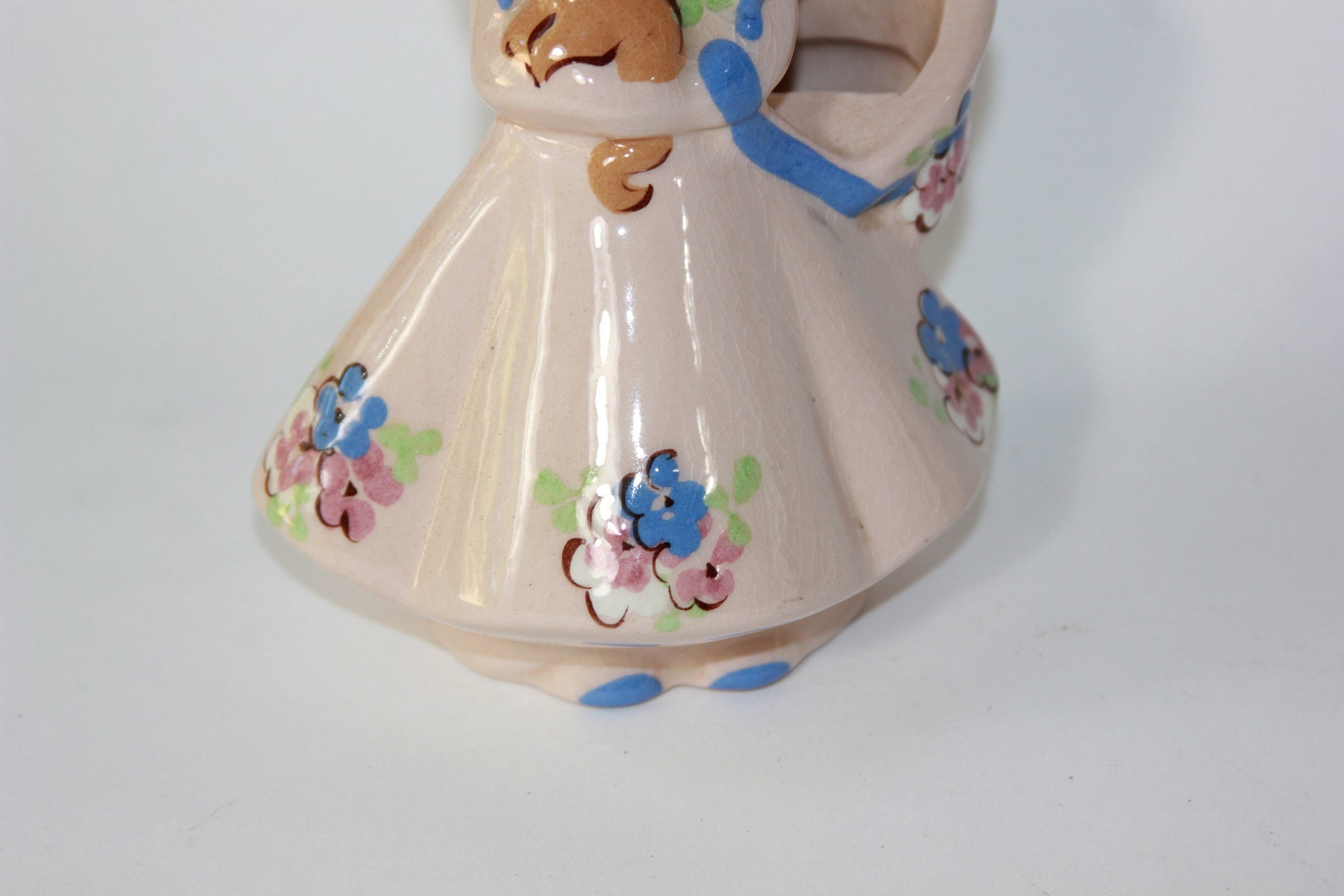 Vintage De Lee Art Pottery Girl Porcelain Figurine Planter Etsy