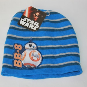 Disney Star Wars BB-8 Boys Beanie Knit Hat NEW Blue Striped Cap Winter Holiday gift - Star Wars Hat Beanie BB-8 Star Wars Collectible gift