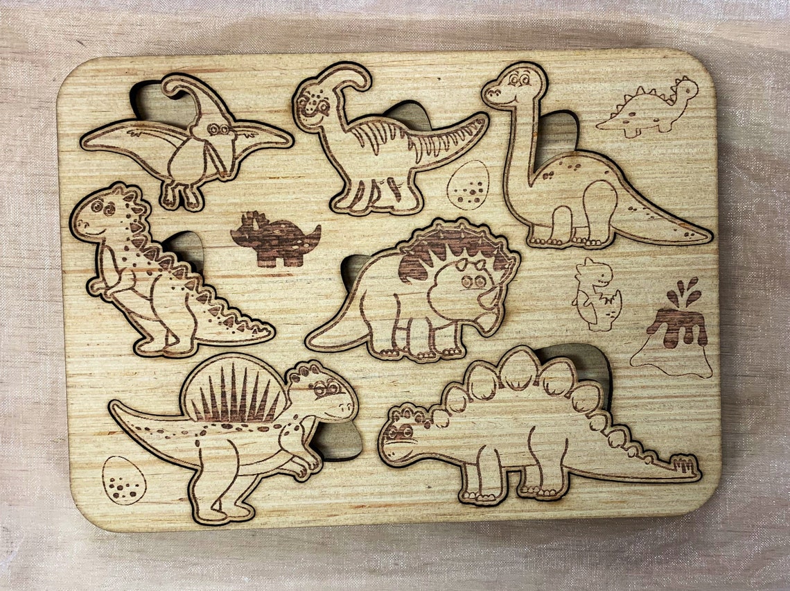 Kids Puzzle Wood Puzzle Laser Cut Puzzle Dino Puzzle Etsy
