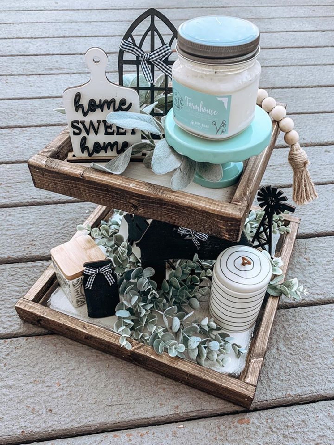 Farmhouse Tiered Tray, Farmhouse Style, Tiered Tray Props, Farmhouse Decor, Barn Decor
