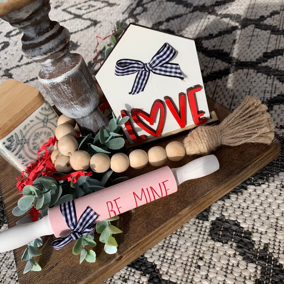 Valentines Day Tiered Tray Love Decor Tiered Tray Props Etsy