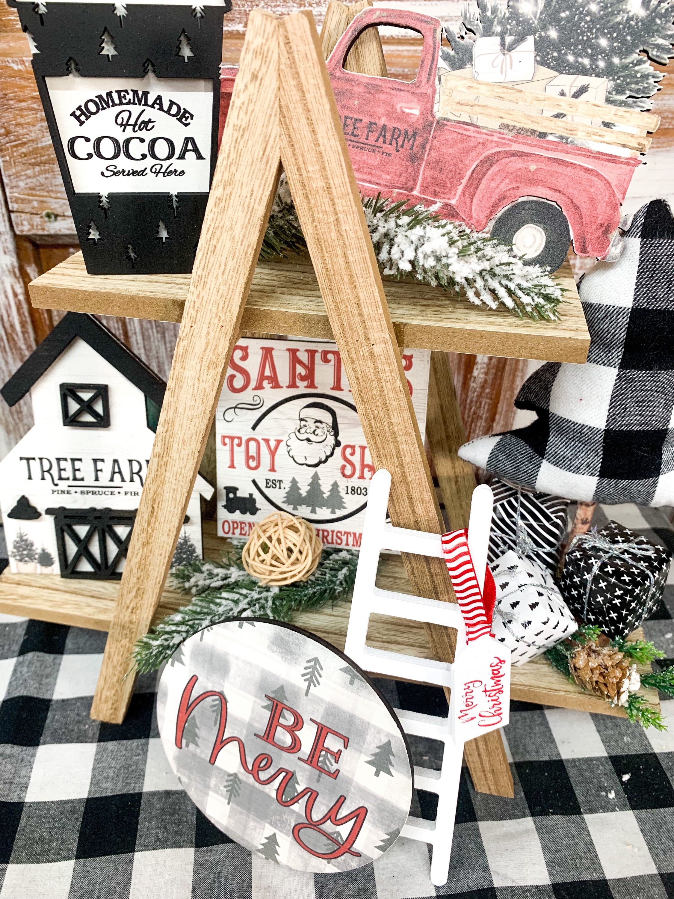 Christmas Tiered Tray. Tiered Tray Props. Christmas Decor. Etsy