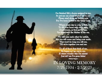 Fishermen. Fishing. In Loving Memory. Memorial. Fishing Poem. Funeral.  Memorial Gift.