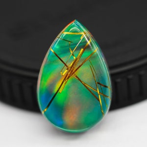 Top Quality Doublet Opal With Rutile Gemstone , AAA+ Grade Quality Fire Doublet Opal Rutile Gemstone, Pear Shape, 20x13x6 mm, Loose Gemstone