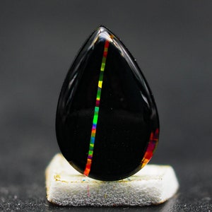 AAA+ Multi Fire Bello Opal Doublet: Pear Cabochon Gemstone, 22x14x6 mm