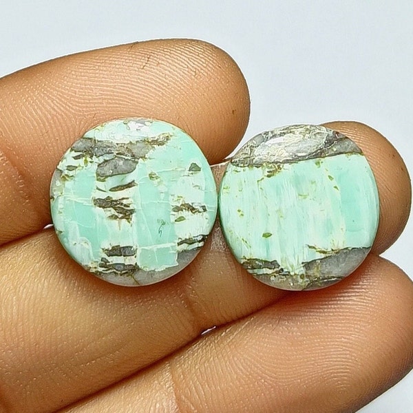 100% Natural American Variscite Pair Cabochon Gemstone / Top Quality Awesome Utah Variscite Pair Set / Round Shape / 16x4mm / Loose Gemstone