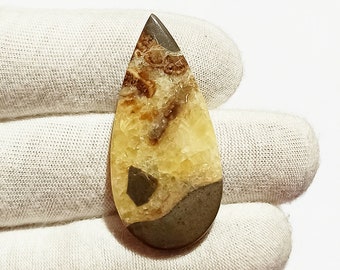Amazing Yellow Septarian Cabochon Top Grade Brown Septarian Gemstone High Quality Trapezoid Shape 36.5 Ct 29x26x6mm Loose Gemstone