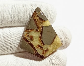 Amazing Yellow Septarian Cabochon Top Grade Brown Septarian Gemstone High Quality Trapezoid Shape 36.5 Ct 29x26x6mm Loose Gemstone