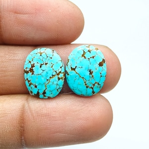 Nummer 8 turkoois cabochons paar handgemaakte sieraden aanbod rustiek blauw ovale vorm sieraden maken turkoois december geboortesteen cadeau voor haar