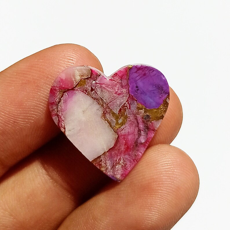 Pink Purple Copper Turquoise Cabochon Top Grade Pink Turquoise Gemstone High Quality Heart Shape 12.5 Ct 21x21x3mm Loose Gemstone