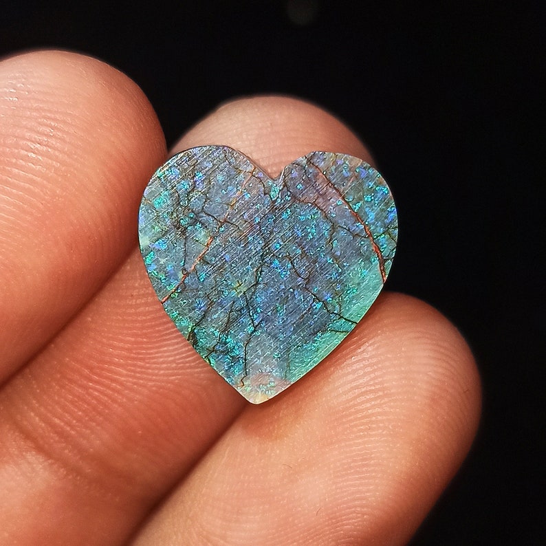 Sterling Opal Cabochon Top Grade Monarch Opal Gemstone Multi Color Very High Quality Heart Shape 4.5 Ct 16x16x3mm Loose Gemstone