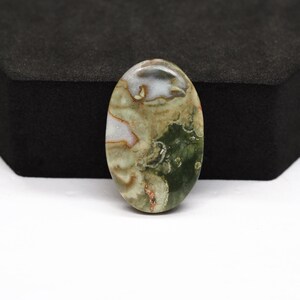 Grüner Regenwald Rhyolith Jaspis Cabochon - Edelstein für handgemachten Schmuck C: 26x17x4 | 15.5ct