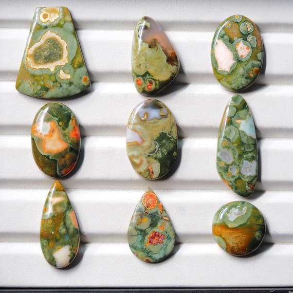 Green Rainforest Rhyolite Jasper Cabochon – Gemstone for Handmade Jewelry