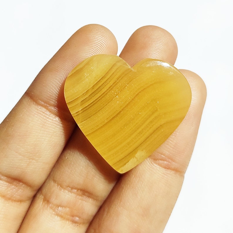 Gorgeous Yellow Aragonite Cabochon Top Grade Yellow Aragonite Gemstone High Quality Heart Shape 24.5 Ct 26x28x4mm Loose Gemstone