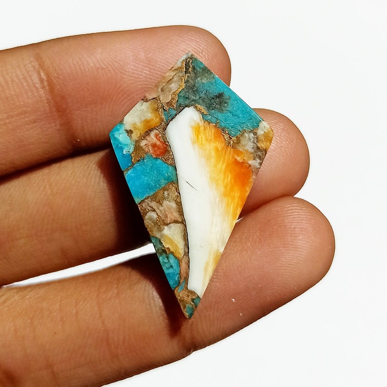 Top Grade Spiny Oyster Turquoise Gemstone Fancy Shape 14.5 Ct 31x19x4mm Loose Gemstone Spiny Oyster Copper Turquoise Cabochon AAA+
