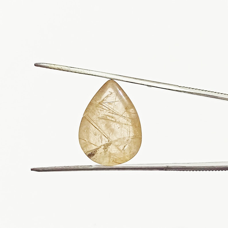 2Pcs Pear Shape Natural Transparent Golden Rutile Quartz Cabochon Loose Gemstone Rutile /& Quartz Lodolite Loose Rutile Gemstone Cabochon G21