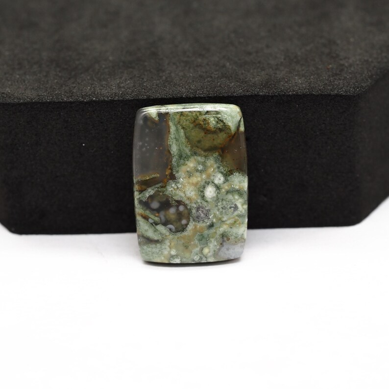 Grüner Regenwald Rhyolith Jaspis Cabochon - Edelstein für handgemachten Schmuck E: 21x15x4 | 11.5ct