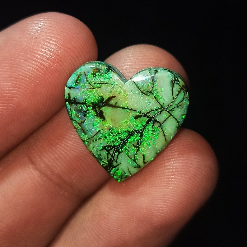 Natural Sterling Opal Cabochon Top Monarch Opal Gemstone Multi Color Very High Quality Heart Shape 7.5 Ct 19x19x4mm Loose Gemstone