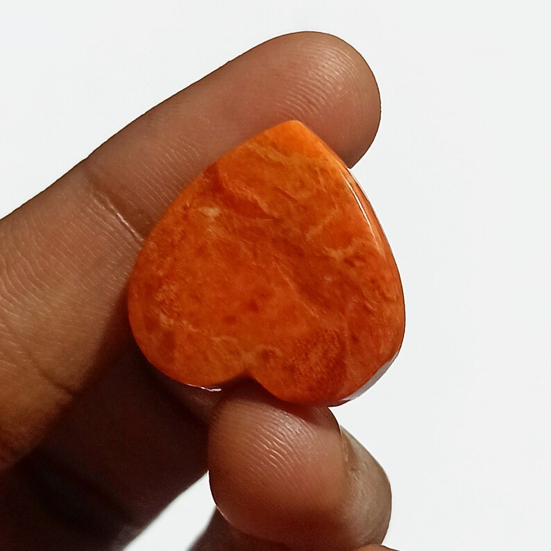 Orange Mohave Turquoise Cabochon AAA+ Top Grade Orange Mohave Gemstone High Quality Heart Shape 13.5 Ct 21x22x4mm Loose Gemstone