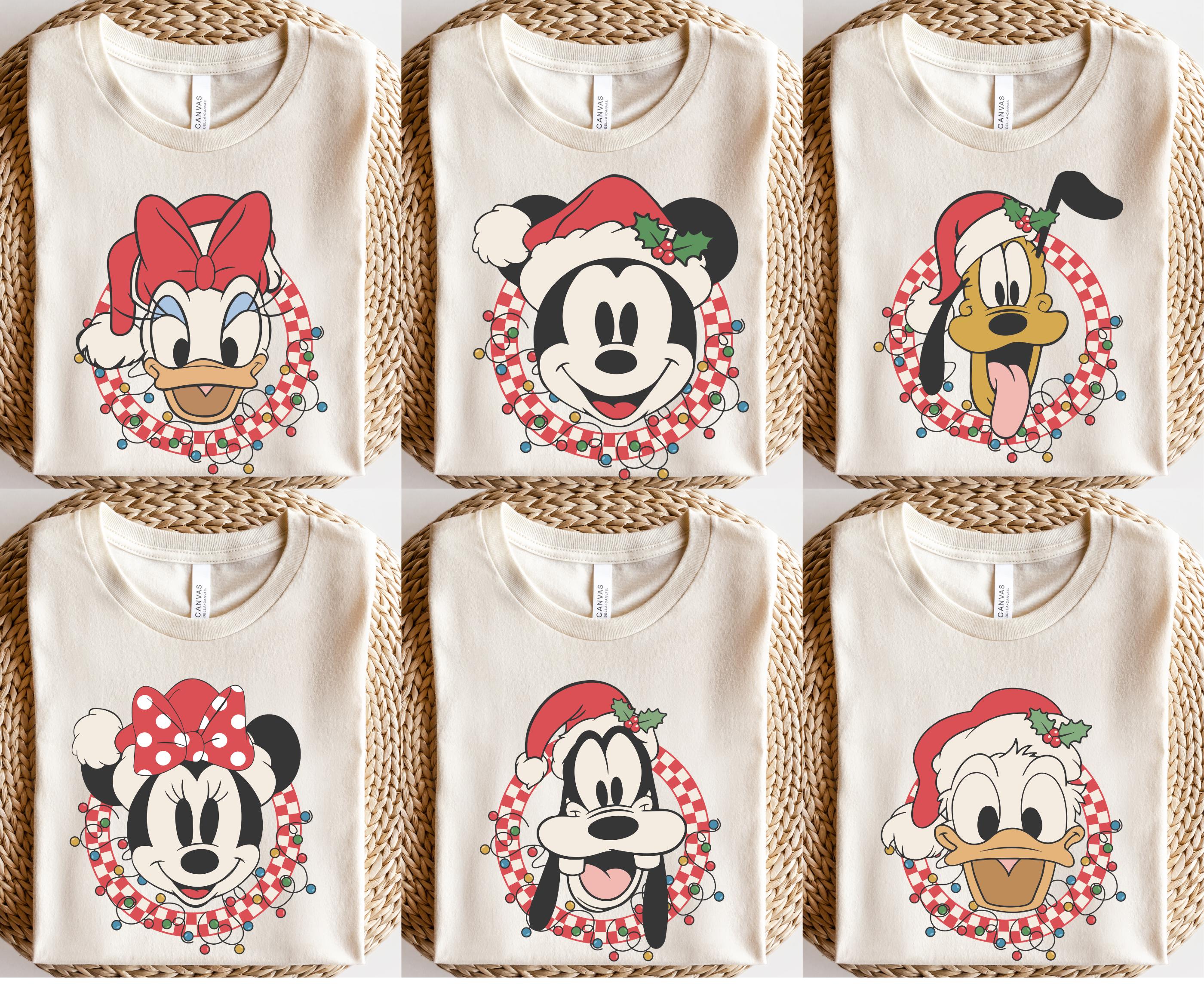 Chemise rétro Mickey, chemise de Noël Disney, chemise de Noël Mickey Minnie, chemise fête de Noël Disney, chemises de Noël Disney assorties