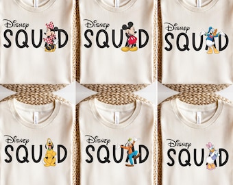 Disney Squad Shirts, Disney Characters Shirt, Matching Disney Family Shirts, Group Disney World Shirts, Custom Disney Shirts, Disney Couples